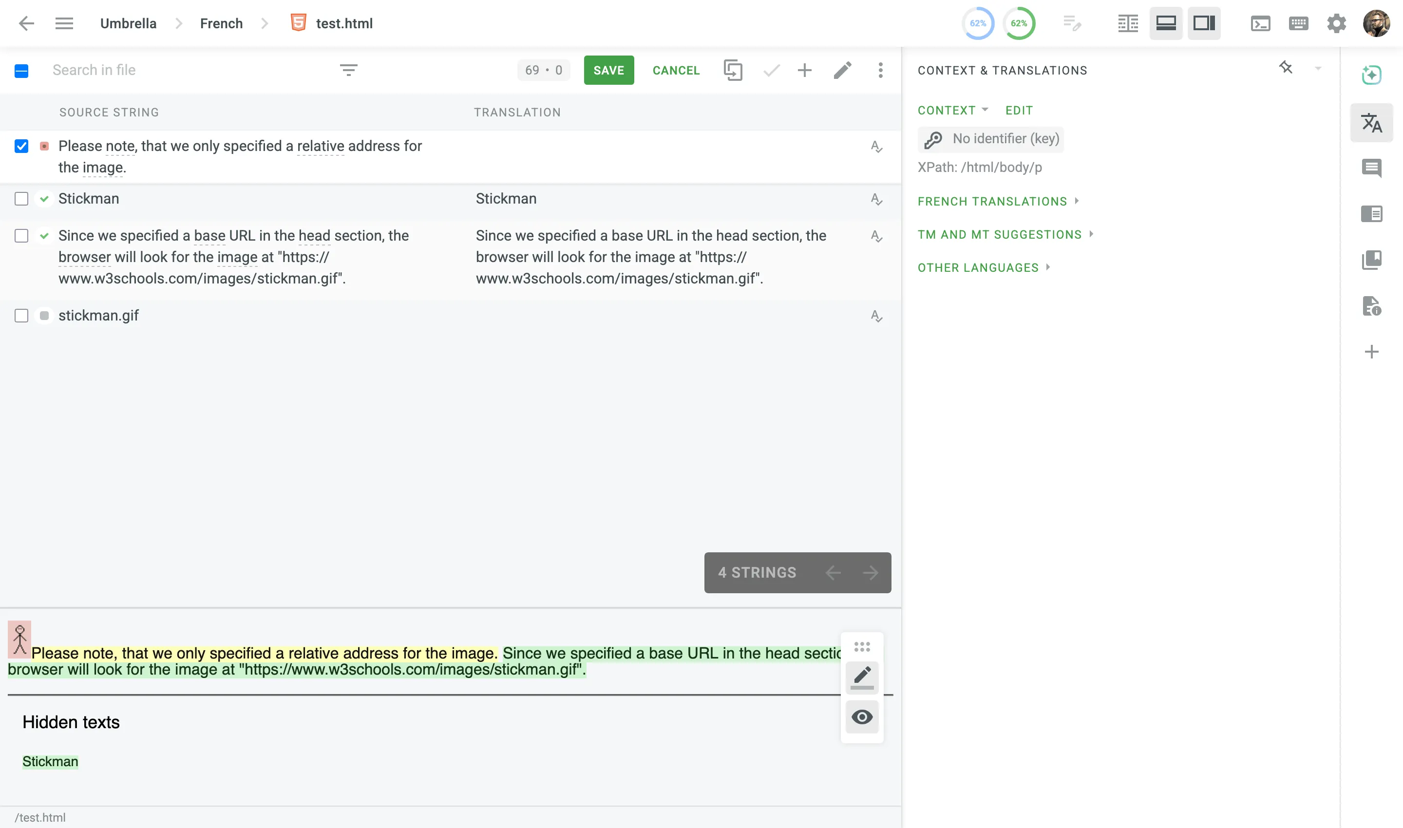 HTML Datei mit ein base Tag angezeigt in die Editor